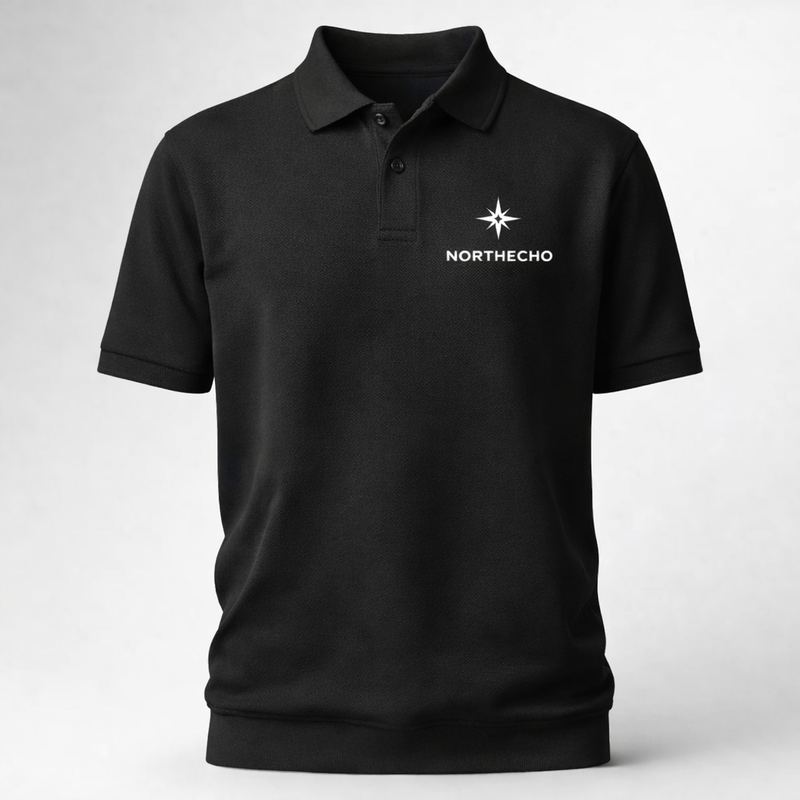 NorthEcho Premium Polo — Black Minimal Star Edition | Nordic Streetwear